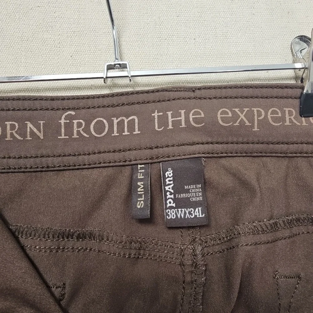 Prana Pants Men 38x31 Brown Brion Standard Fit Stretch Hike Trail Outdoor HEMMED